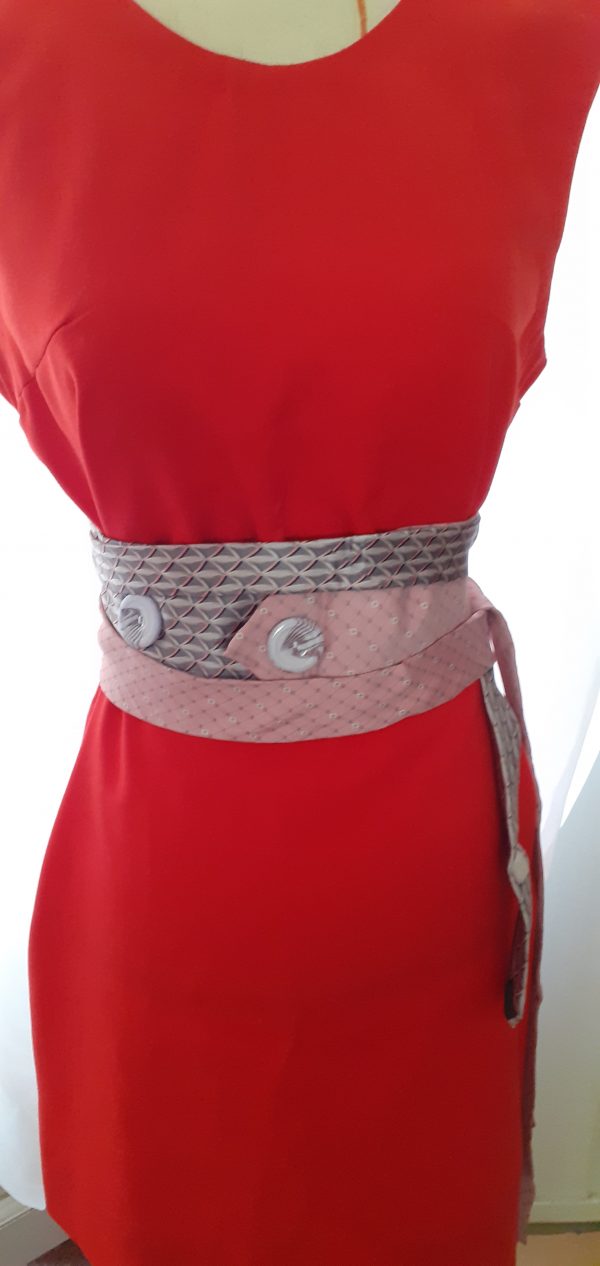Ceinture cravates rose et grise