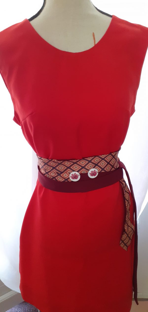 Ceinture cravates bordeaux et carreaux