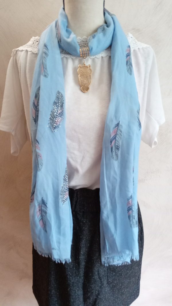 Foulard bleu hibou