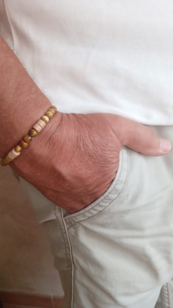 Bracelet œil de chat et œil du tigre pour homme.