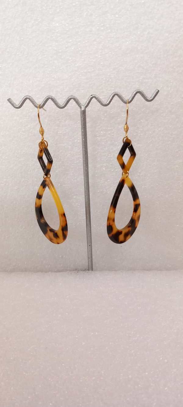 Boucles d'oreilles longues vintage en acétate, et crochets en acier 316.